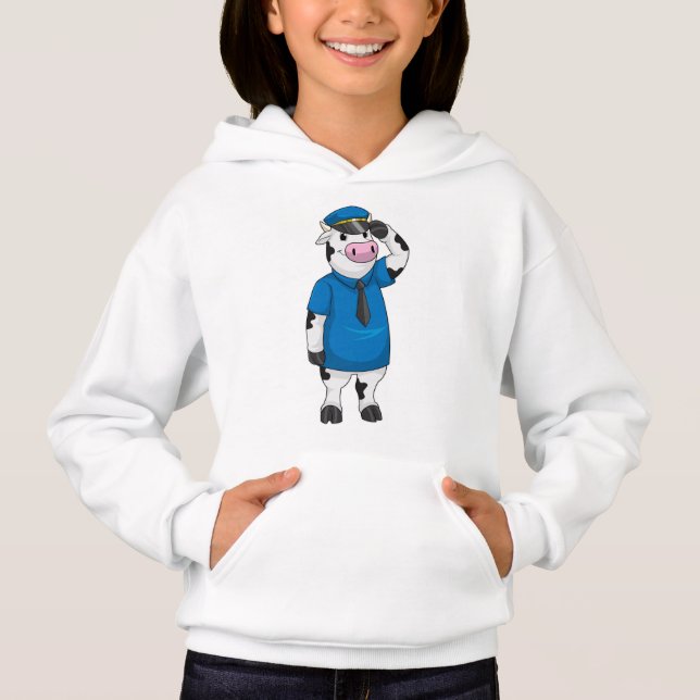 Cow as Police officer with Police hat Hoodie (Front)