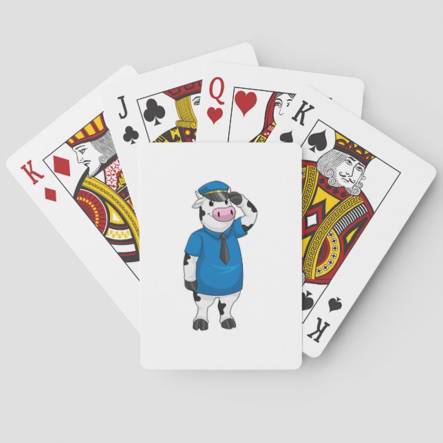Cow as Police officer with Police hat Poker Cards (Back)
