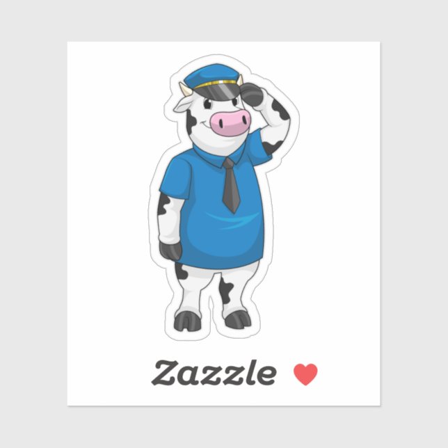 Cow as Police officer with Police hat Sticker (Sheet)