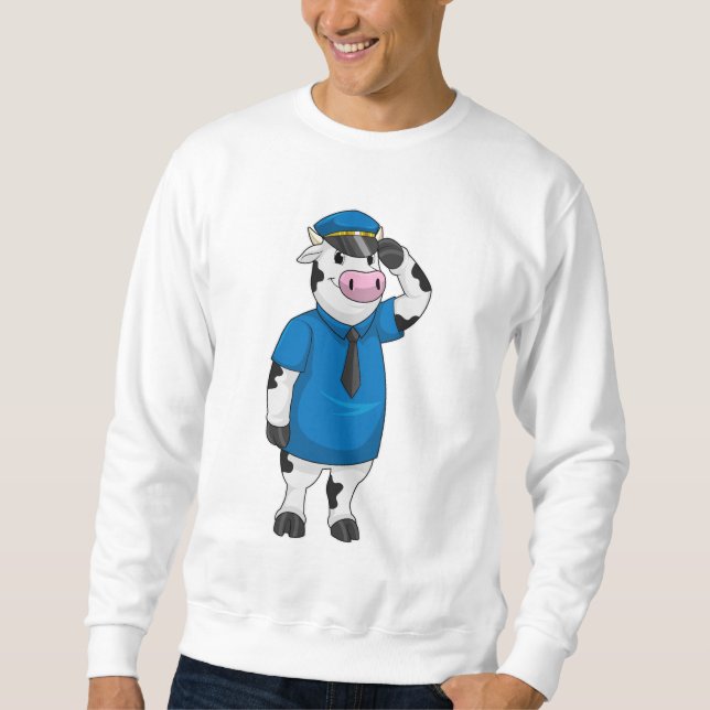 Cow as Police officer with Police hat Sweatshirt (Front)