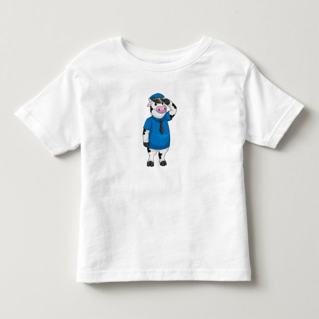 Cow as Police officer with Police hat Toddler T-shirt (Front)
