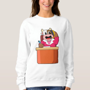 Cow as Secretary with Table Sweatshirt