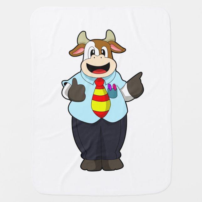 Cow as Teacher with Tie Baby Blanket (Front)