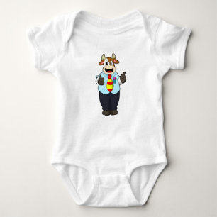 Cow as Teacher with Tie Baby Bodysuit