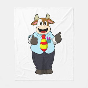 Cow as Teacher with Tie Fleece Blanket
