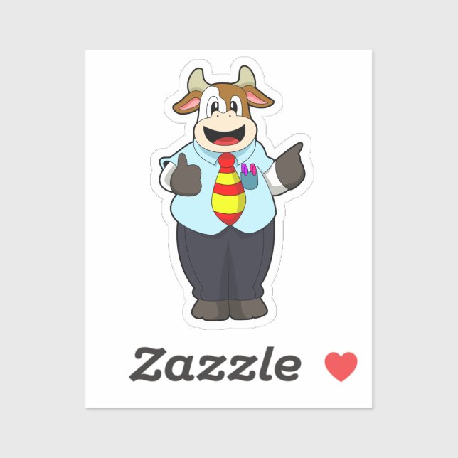 Cow as Teacher with Tie Sticker (Sheet)