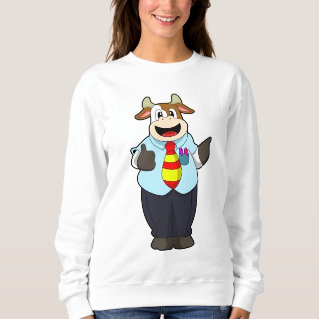 Cow as Teacher with Tie Sweatshirt (Front)