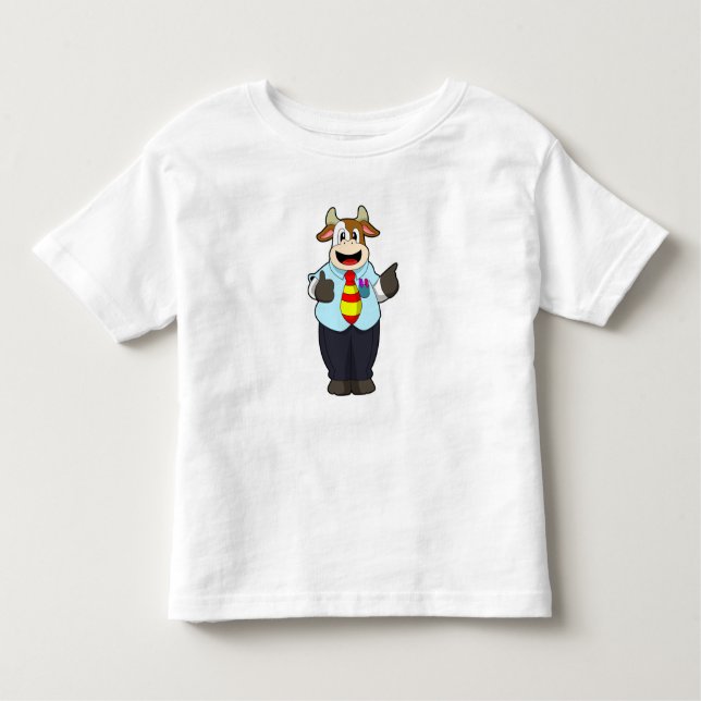 Cow as Teacher with Tie Toddler T-shirt (Front)
