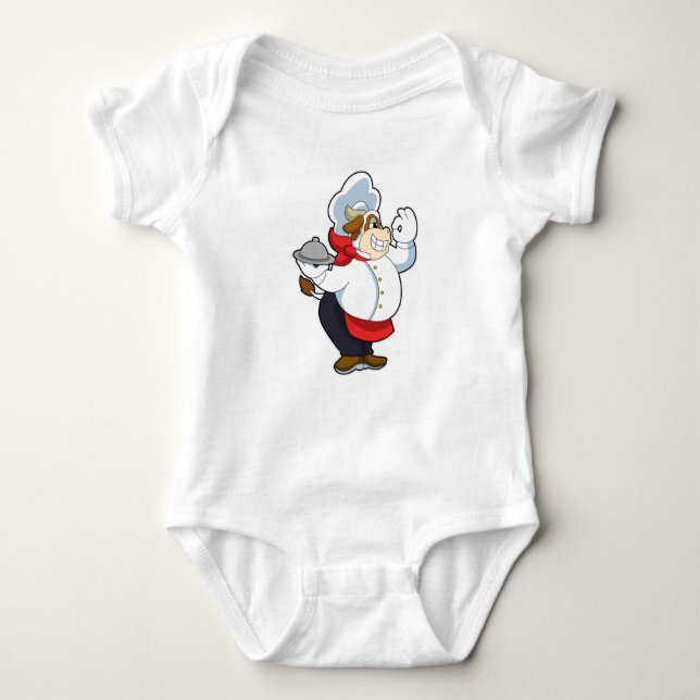 Cow as Waiter with Serving plate Baby Bodysuit (Front)