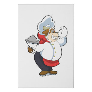 Cow as Waiter with Serving plate Faux Canvas Print