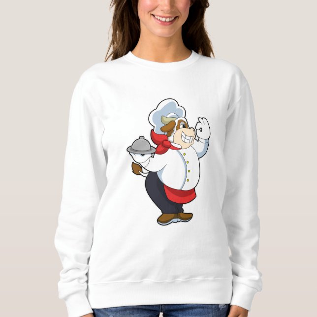 Cow as Waiter with Serving plate Sweatshirt (Front)