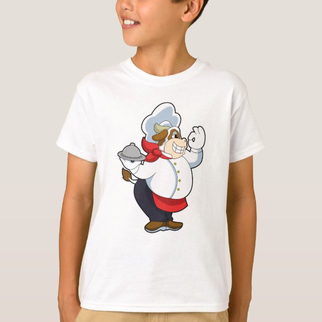 Cow as Waiter with Serving plate T-Shirt (Front)