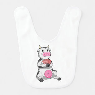 Cow at Poker with Poker cards Baby Bib