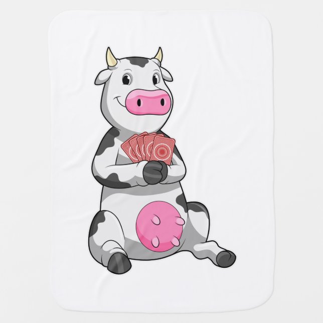 Cow at Poker with Poker cards Baby Blanket (Front)