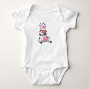 Cow at Poker with Poker cards Baby Bodysuit
