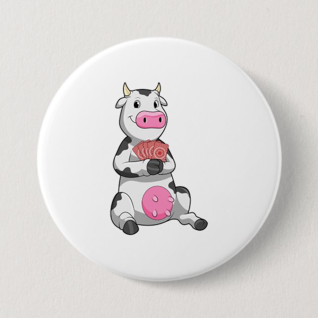 Cow at Poker with Poker cards Button (Front)