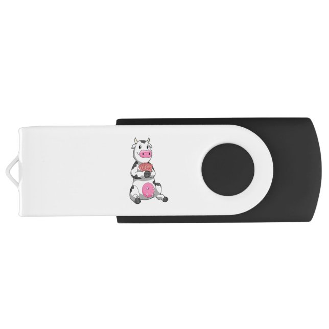 Cow at Poker with Poker cards Flash Drive (Back)