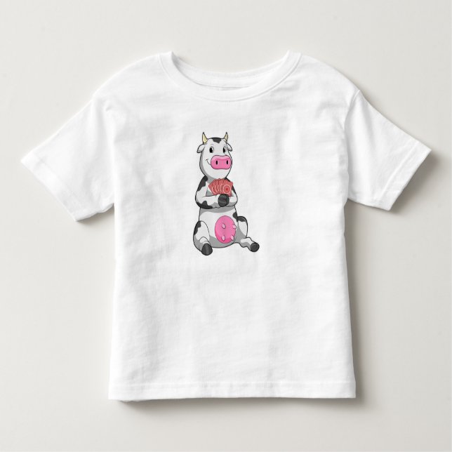 Cow at Poker with Poker cards Toddler T-shirt (Front)