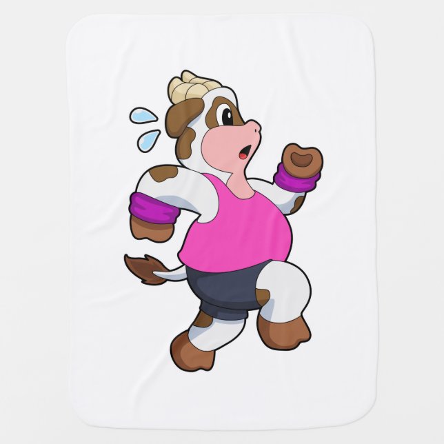 Cow at Running Baby Blanket (Front)