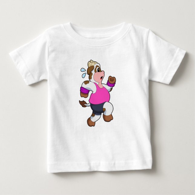 Cow at Running Baby T-Shirt (Front)
