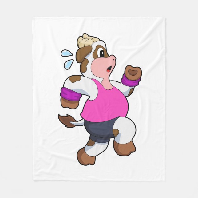 Cow at Running Fleece Blanket (Front)