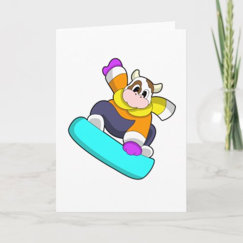 Cow at Snowboarding with Snowboard Card