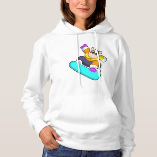 Cow at Snowboarding with Snowboard Hoodie