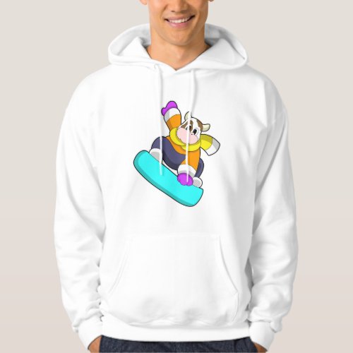 Cow at Snowboarding with Snowboard Hoodie