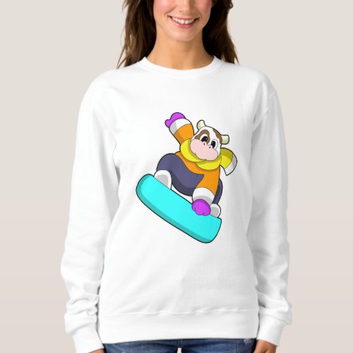 Cow at Snowboarding with Snowboard Sweatshirt