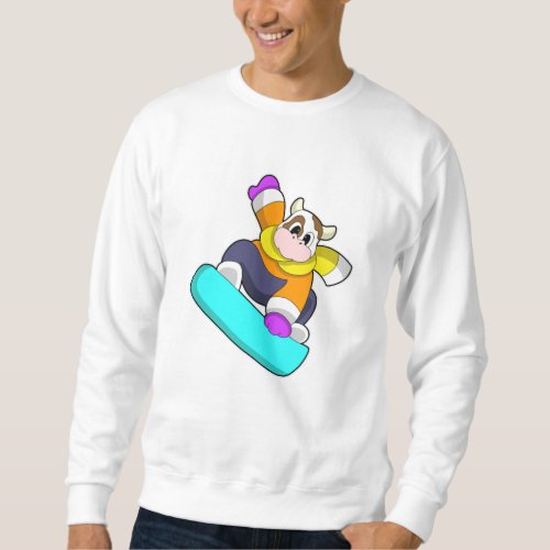 Cow at Snowboarding with Snowboard Sweatshirt