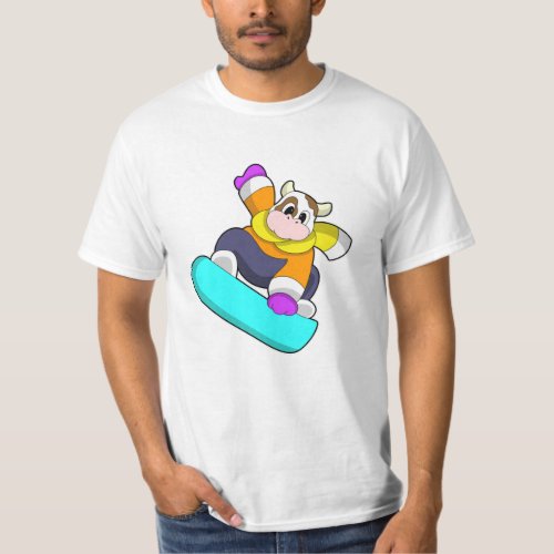 Cow at Snowboarding with Snowboard T_Shirt