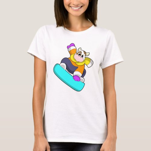 Cow at Snowboarding with Snowboard T_Shirt