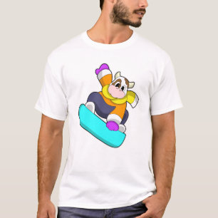 Cow at Snowboarding with Snowboard T-Shirt