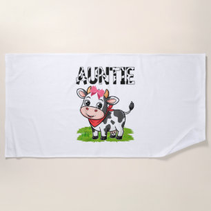 Cow Auntie Birthday Family Matching Girl Boy Farm Beach Towel