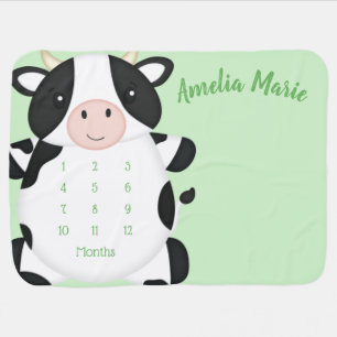 Cow Baby Milestone Blanket