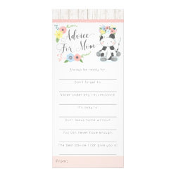 Cow Baby Shower Advice Game Rustic Floral Calf Rack Card