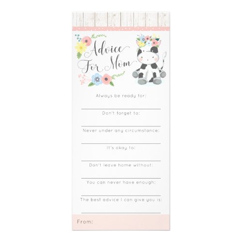 Cow Baby Shower Advice Game Rustic Floral Calf Rack Card