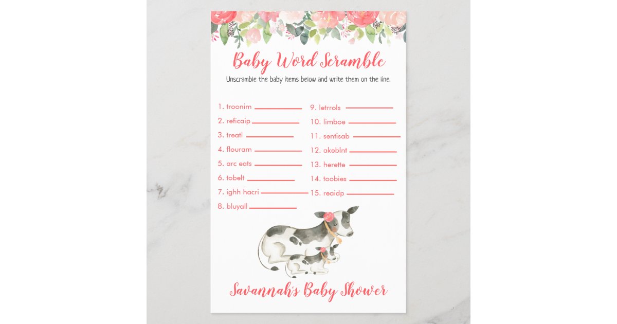 12 Personalized - Unscramble The Word - Baby Shower Game - Dr. Seuss-Party  Games