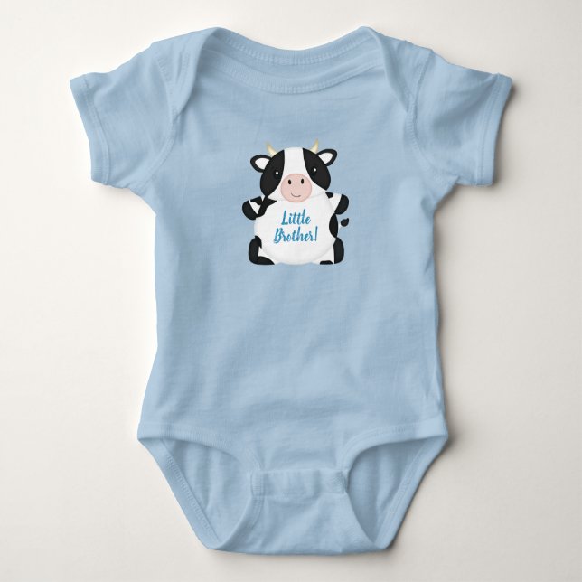 Cow Baby Shower Blue Baby Bodysuit (Front)