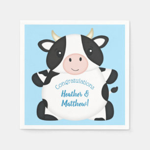 Cow Baby Shower Blue Napkins