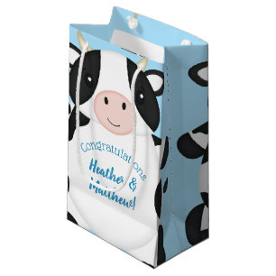 Cow Baby Shower Blue Small Gift Bag