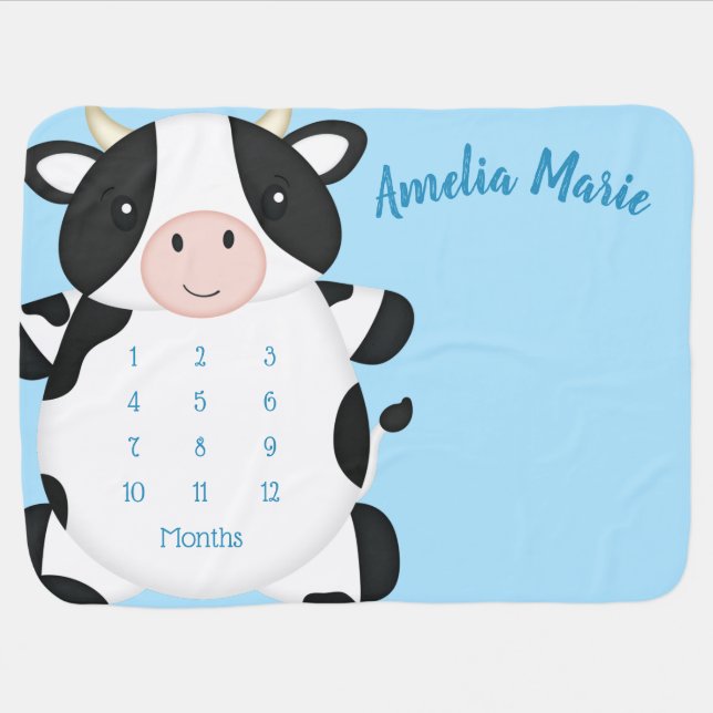 Cow Baby Shower Farm  Blanket (Horizontal)