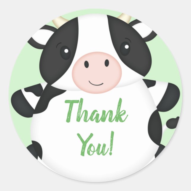 Cow Baby Shower Farm Classic Round Sticker (Front)