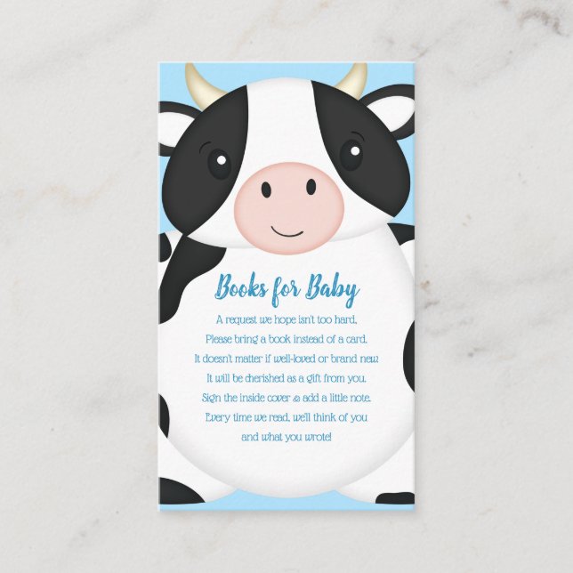 Cow Baby Shower Farm  Enclosure Card (Front)