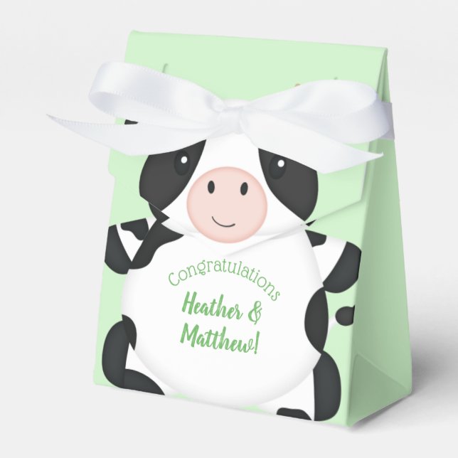 Cow Baby Shower Farm Favor Boxes (Front Side)