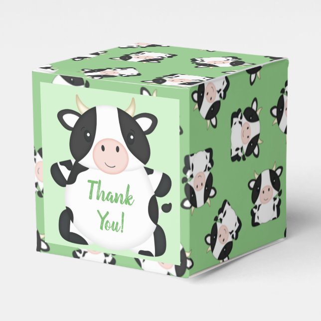 Cow Baby Shower Farm Favor Boxes (Front Side)