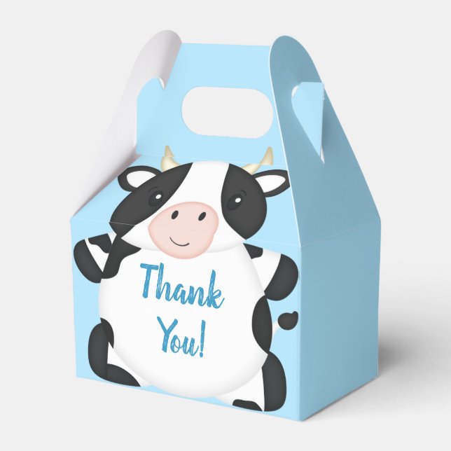 Cow Baby Shower Farm  Favor Boxes (Front Side)