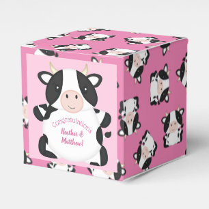 Cow Baby Shower Farm Pink Girl Favor Boxes