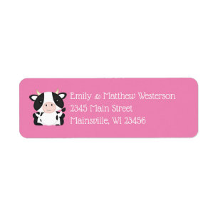Cow Baby Shower Farm Pink Girl Label