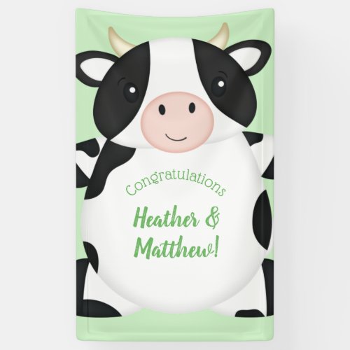 Cow Baby Shower Green Banner